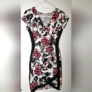 Almost Famous White Dress with Red Flowers NWOT